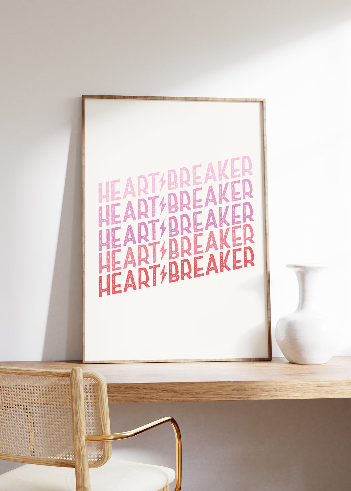 Heart Breaker Retro Gradient Lightning Bolt Valentines Poster - Image 4