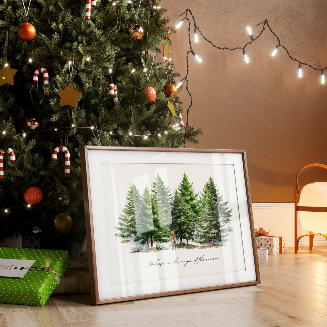 Believe in the Magic of the Season Deer Forest Winter Poster - Image 4