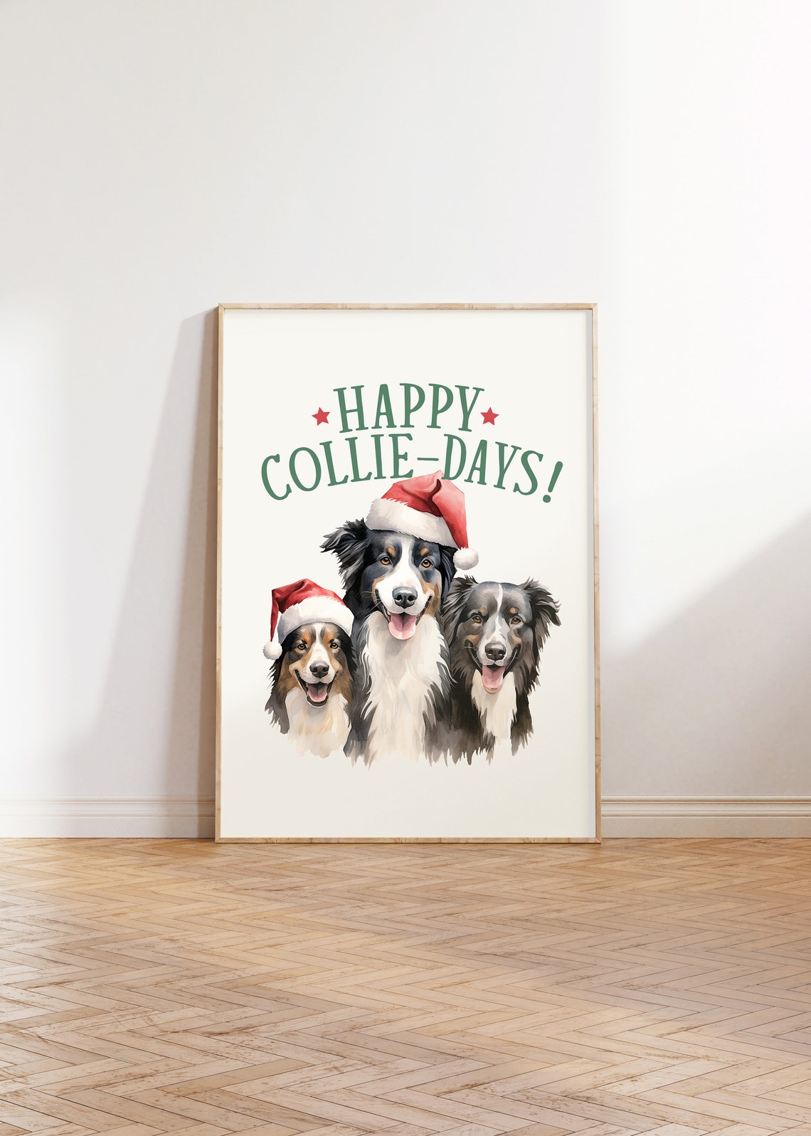 Happy Collie Days Christmas Collie Dog Print Christmas Dog Print Funny Dog Art Print Funny Christmas Decor Humorous Christmas Wall Art - Image 2