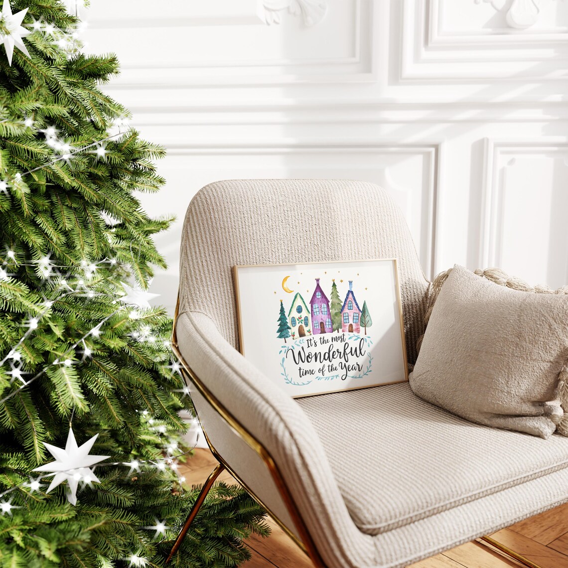 Its the Most Wonderful Time of the Year Watercolor Village Poster - Image 3