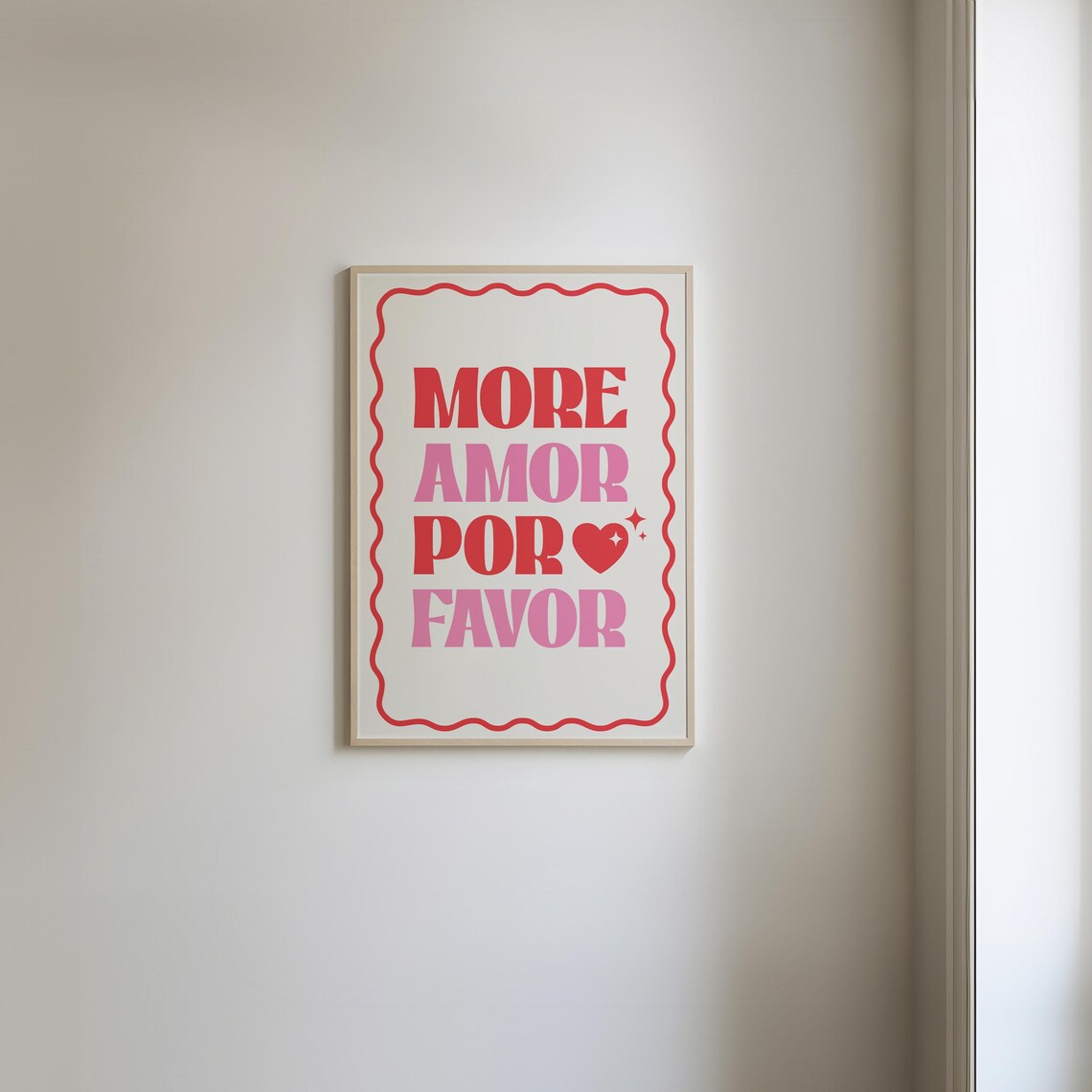 More Amor Por Favor Bold Retro Spanish Romantic Love Quote Poster - Image 2