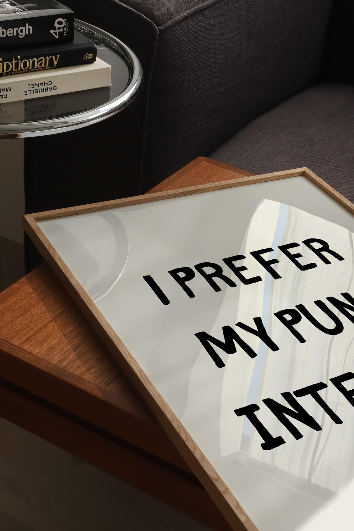 I Prefer My Puns Intended Bold Black Cream Funny Quote Poster - Image 2