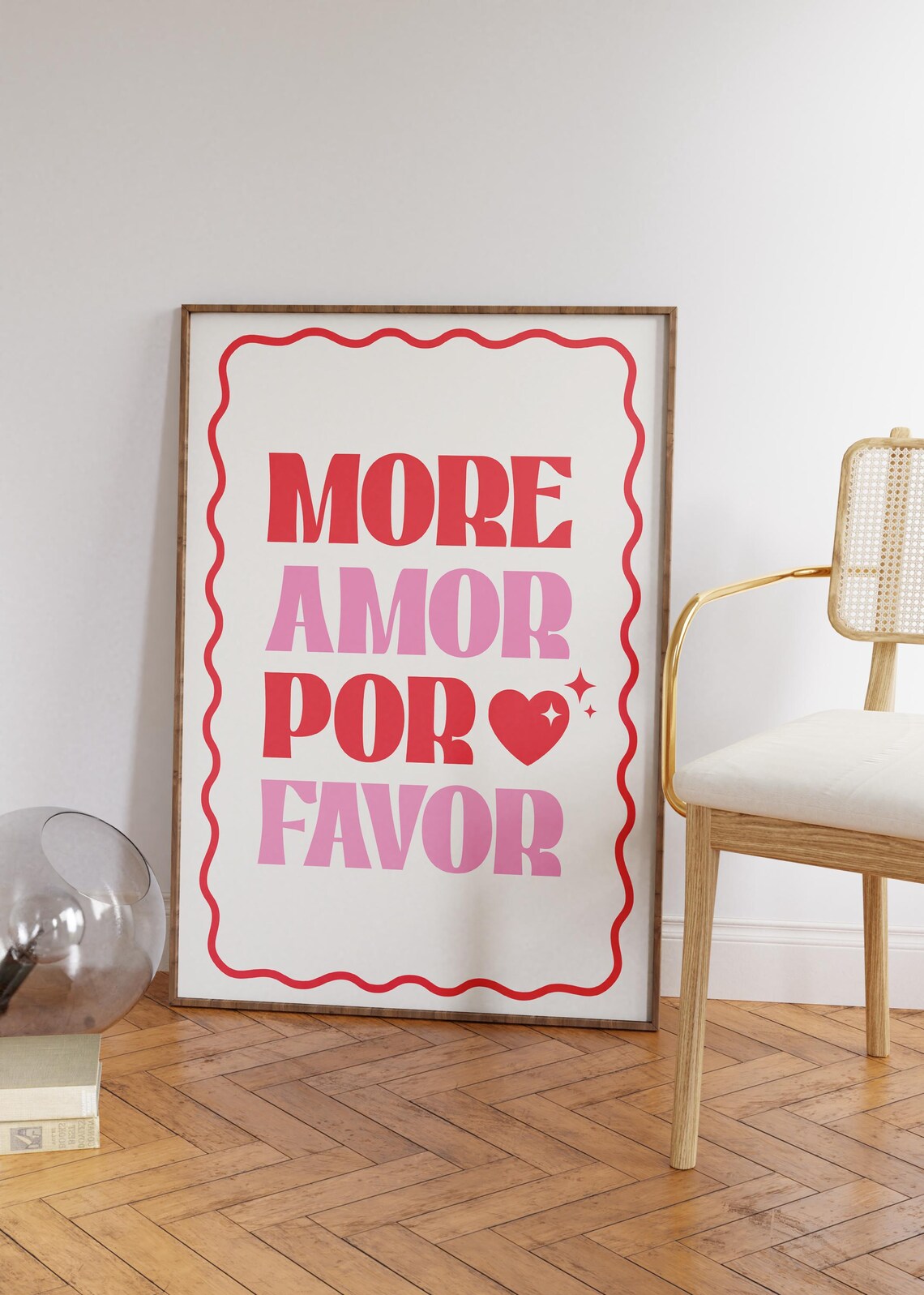 More Amor Por Favor Bold Retro Spanish Romantic Love Quote Poster - Image 4