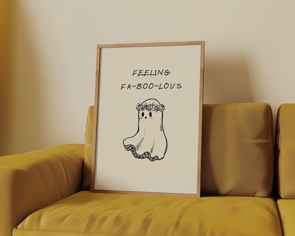 Feeling Fa Boo Lous Cute Ghost Flower Crown Halloween Poster - Image 4
