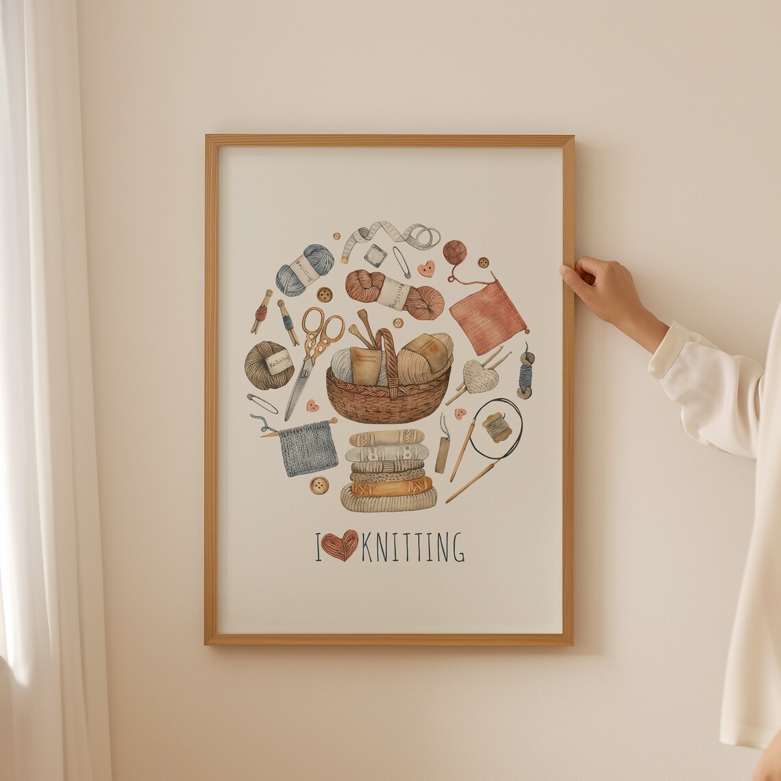 Minimalist Knitting Art Print, Craft Room Decor - Image 2