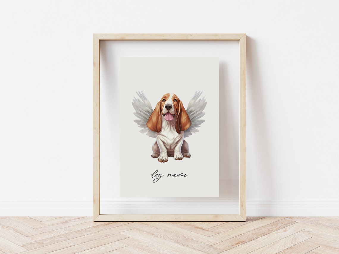 Basset Hound Dog Memorial Rainbow Bridge Print Pet Loss Memorial Portrait Angel Dog Print Pet Loss Sympathy Gift Custom Dog Memorial Gift - Image 5