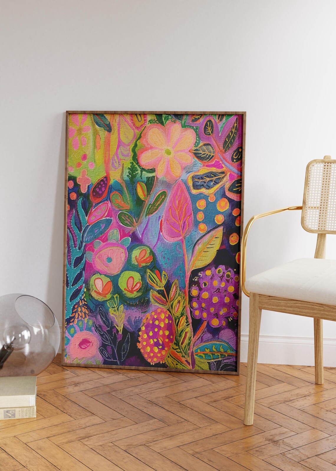Vibrant Maximalist Abstract Floral Garden Painting Colorful Poster - Image 2