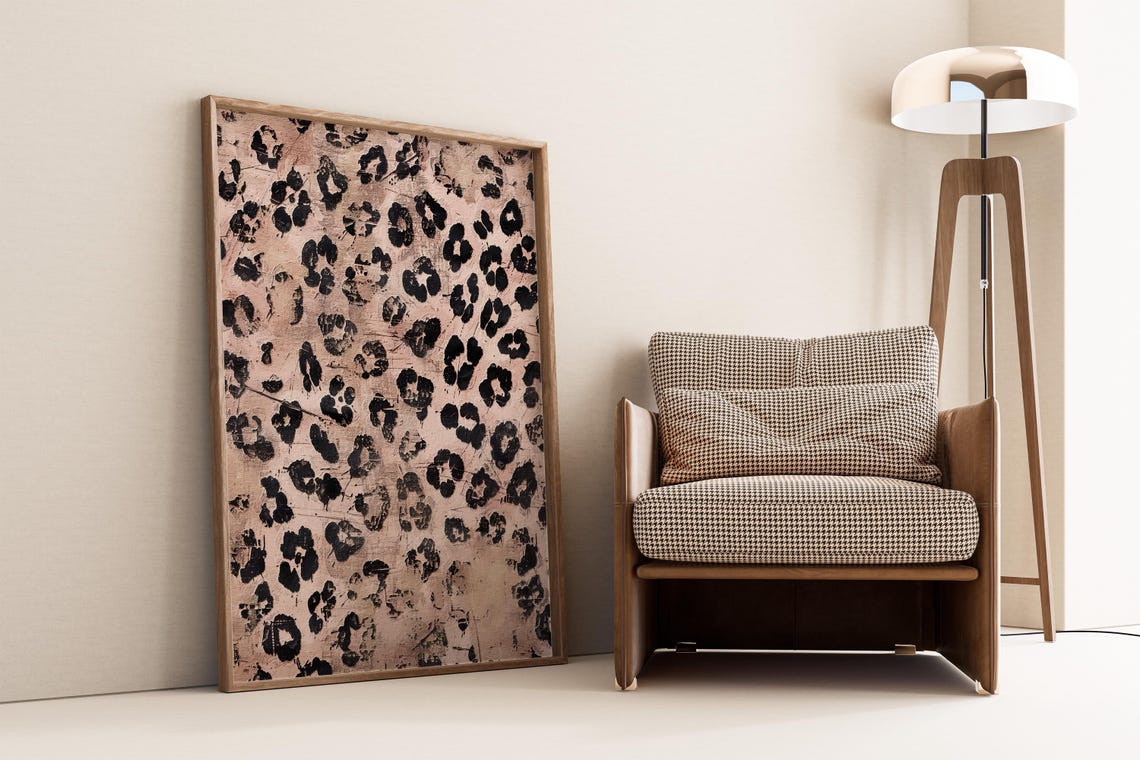 Blush Pink Leopard Pattern Textured Abstract Decor Art Poster - Image 5