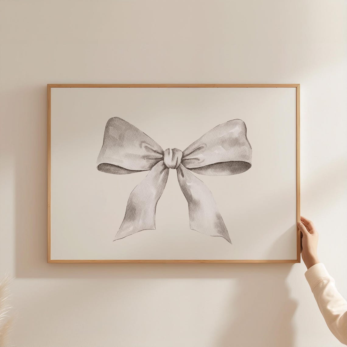 White Satin Ribbon Bow Watercolor Balletcore Room Decor Poster
