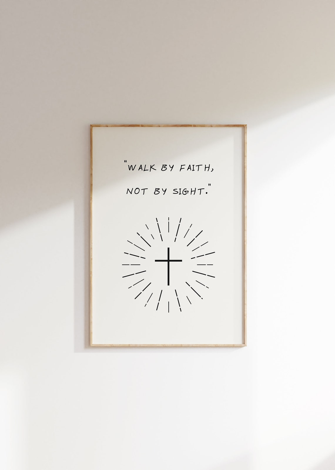 Walk By Faith Not By Sight Bible Verse Cross Scripture Poster - Image 2