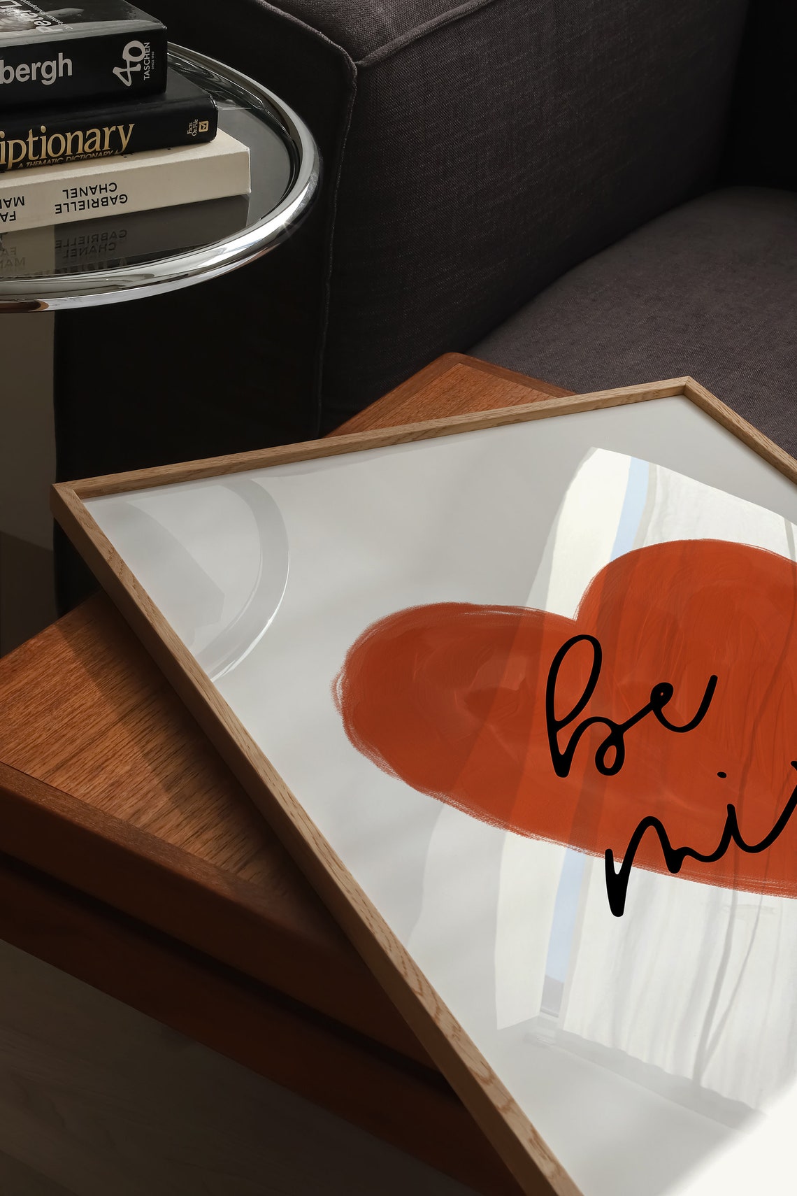 Be Mine Bold Terracotta Red Painted Heart Valentine's Love Print - Image 3