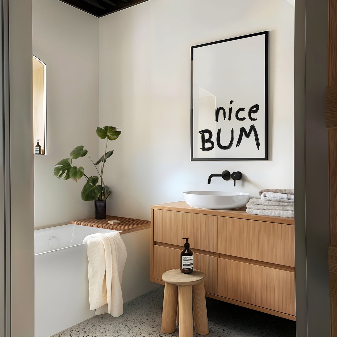 Nice Bum Funny Bathroom Quote Minimalist Typography Wall Poster - Image 3