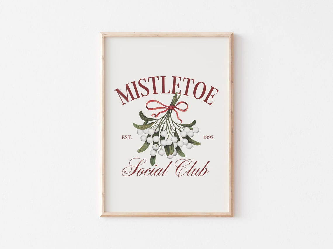 Mistletoe Social Club Botanical Christmas Holiday Art Poster - Image 5