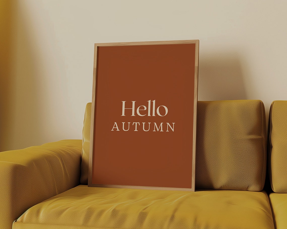 Hello Autumn Minimalist Burnt Orange Typography Greeting Poster - Image 4
