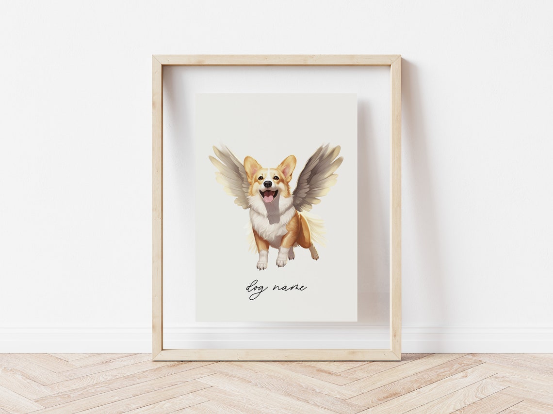 Welsh Corgi Dog Memorial Rainbow Bridge Print Pet Loss Memorial Gift Portrait Angel Dog Print Pet Loss Sympathy Gift Custom Dog Painting - Image 5