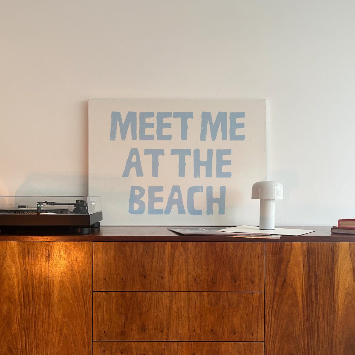 Meet Me At The Beach Blue Block Letter Beach House Decor Poster - Image 2