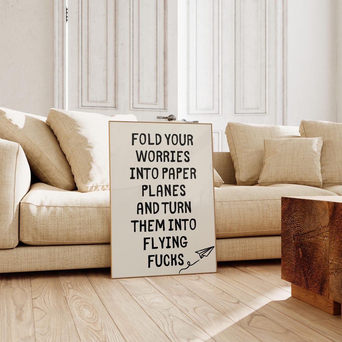 Fold Your Worries Into Paper Planes Funny Sweary Quote Poster - Image 3