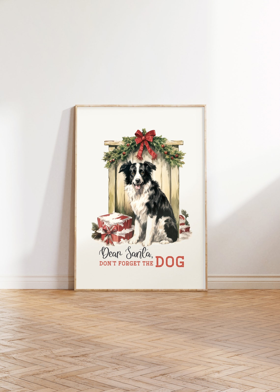 Dear Santa Don't Forget The Dog Border Collie Christmas Poster - Image 2