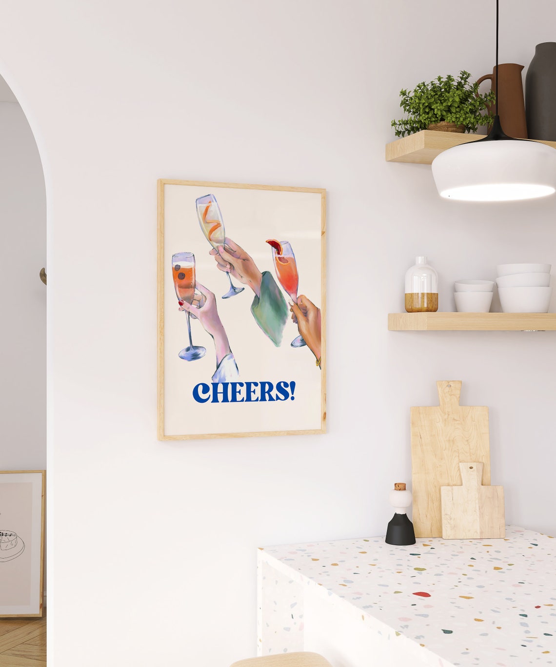 Cheers Blue Typography Champagne Toast Celebration Wall Poster - Image 2