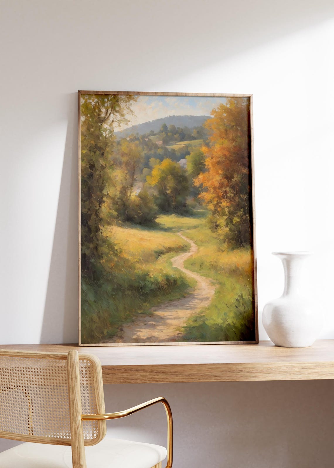 Golden Autumn Countryside Path Vintage Rustic Landscape Poster - Image 4