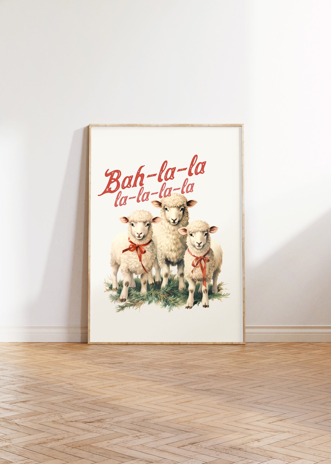 Bah La La La Christmas In The Barn Farm Christmas Print Christmas Farmhouse Christmas Winter Scene Print Small Town Christmas - Image 2