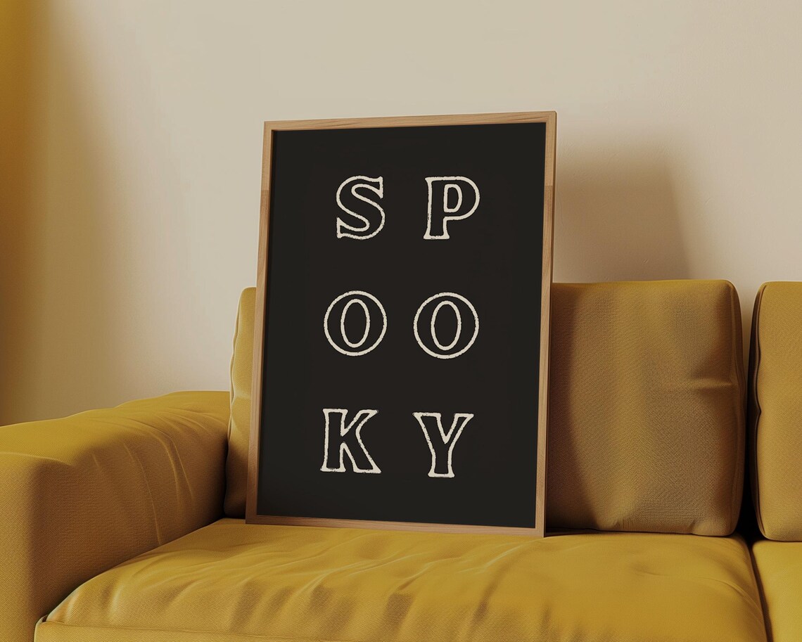 Spooky Outlined Lettering Black Background Modern Minimal Halloween Poster - Image 4