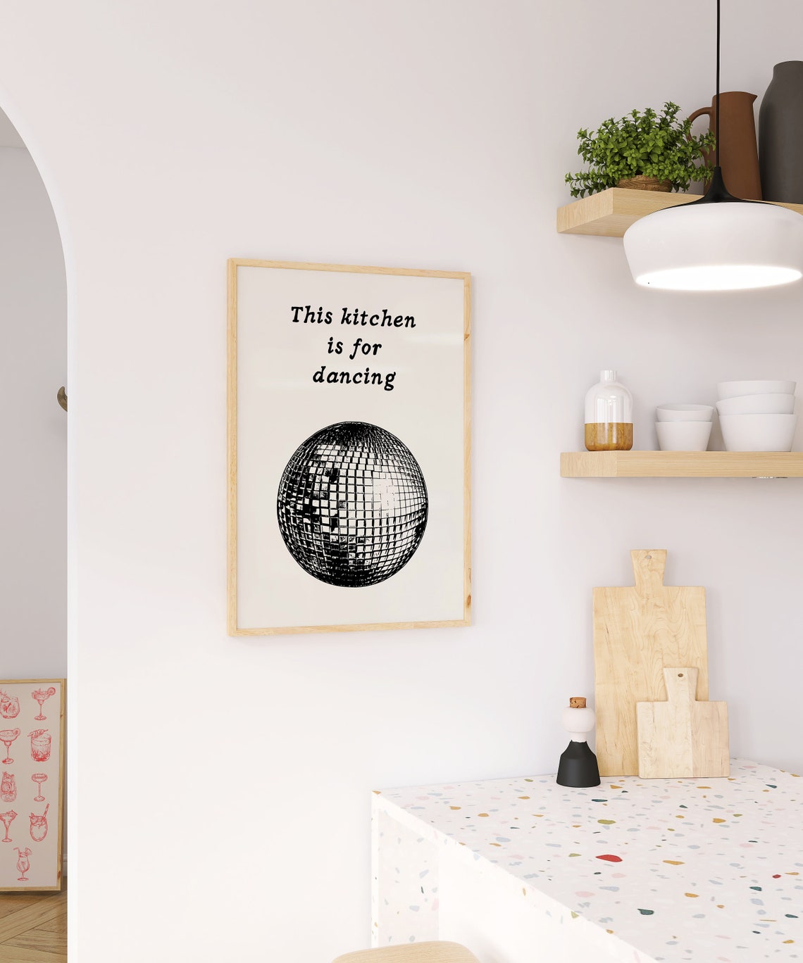 This Kitchen Is For Dancing Disco Ball Retro Kitchen Decor Poster - Image 2
