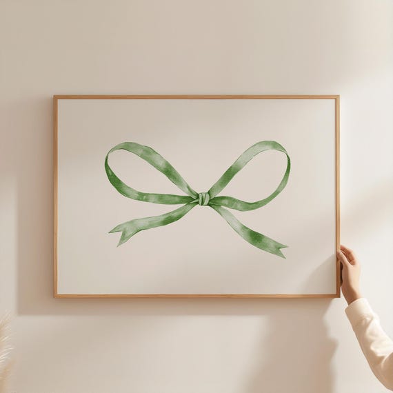 Green Bow Print Coquette Balletcore Wall Art Print