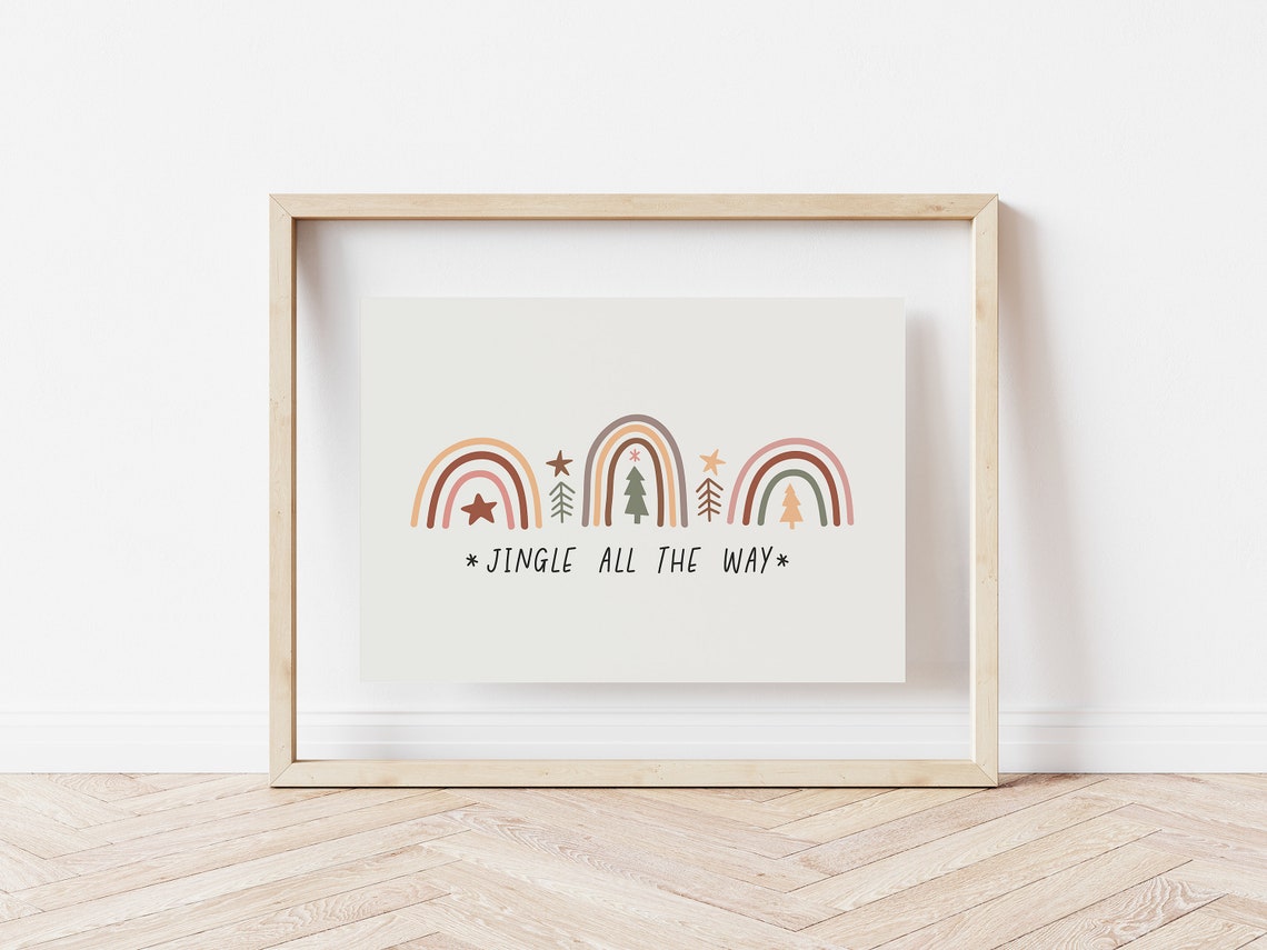 Jingle All the Way Boho Rainbow Trio Christmas Holiday Wall Art - Image 3