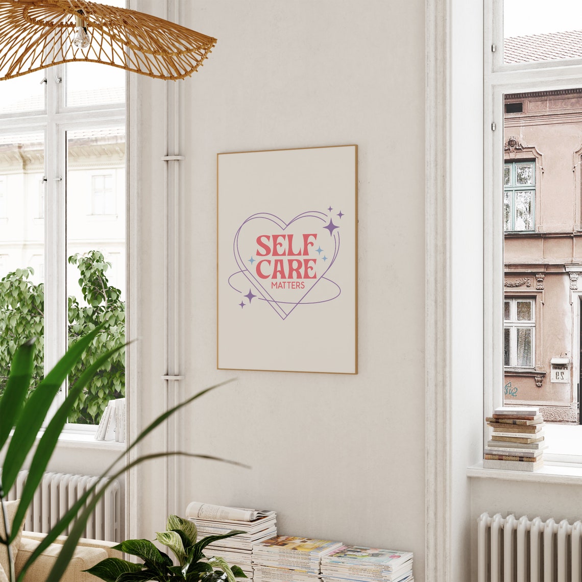 Self Care Matters Retro Heart Sparkle Self Love Quote Poster - Image 4