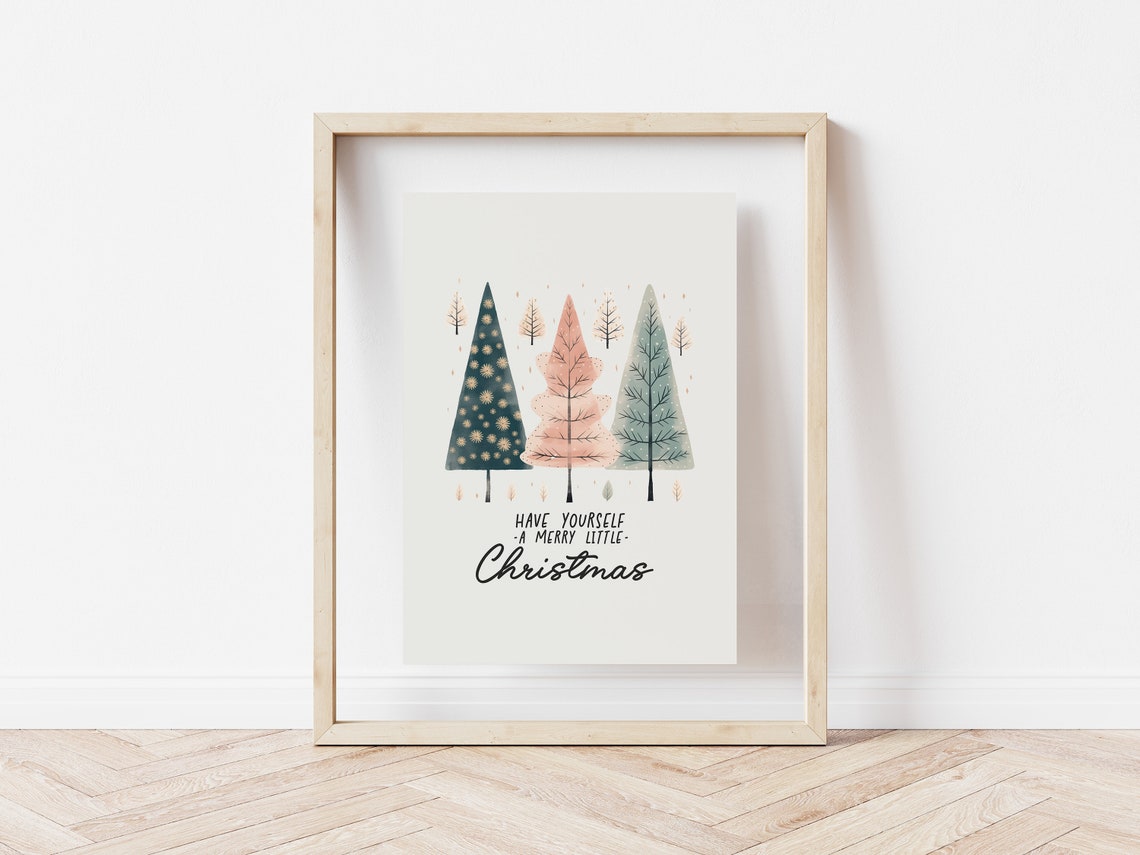 Have Yourself A Merry Little Christmas Pastel Pine Trees Poster - Image 5