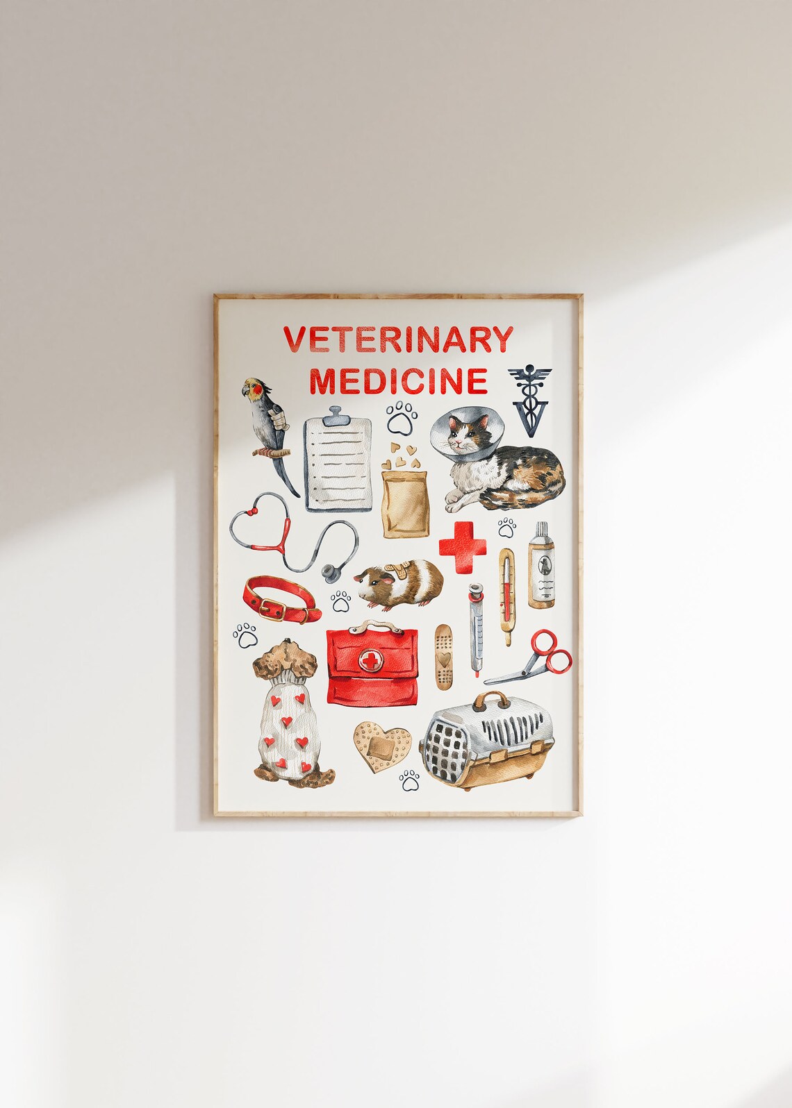Veterinary Medicine Watercolor Animal Clinic Collage Art Poster - Image 2