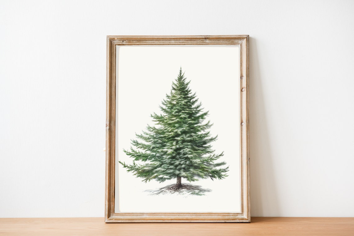 Evergreen Christmas Tree Watercolor Botanical Holiday Poster - Image 3