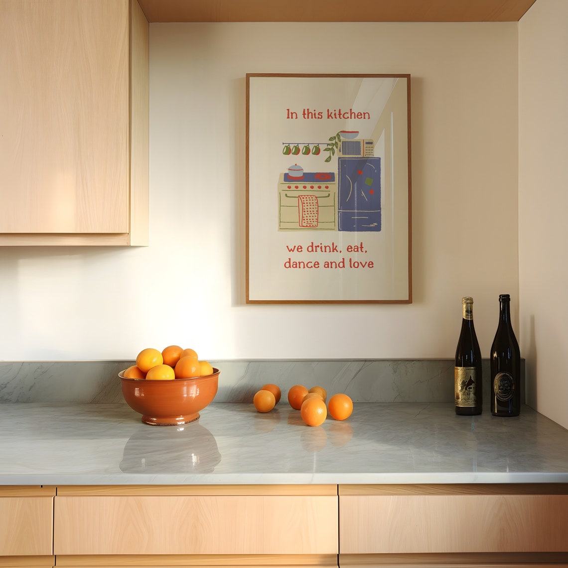 In This Kitchen We Drink Eat Dance and Love Colorful Kitchen Poster - Image 4