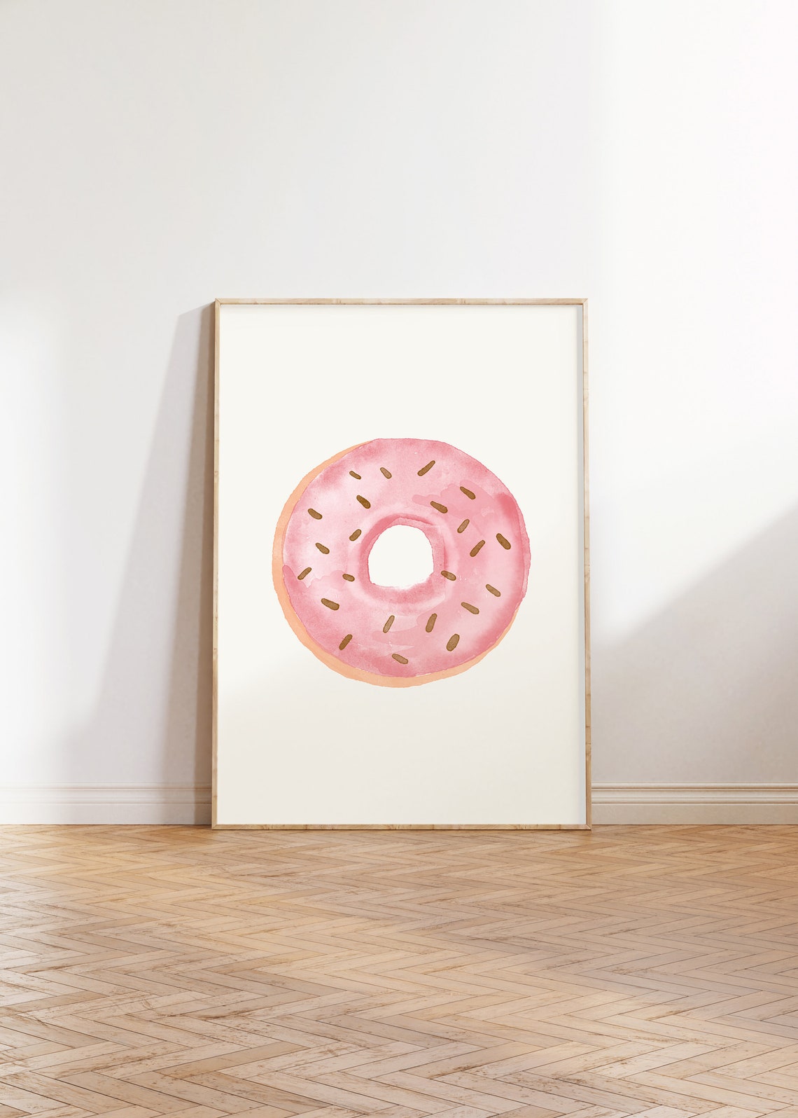 Pink Watercolor Donut With Sprinkles Minimalist Cute Food Poster - Image 3