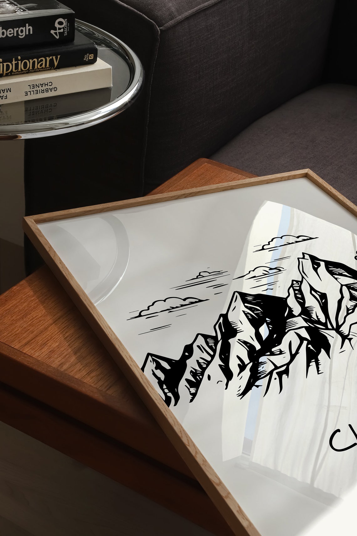 Climb On Mountain Peak Black Line Art Gift For Climbers Poster - Image 4