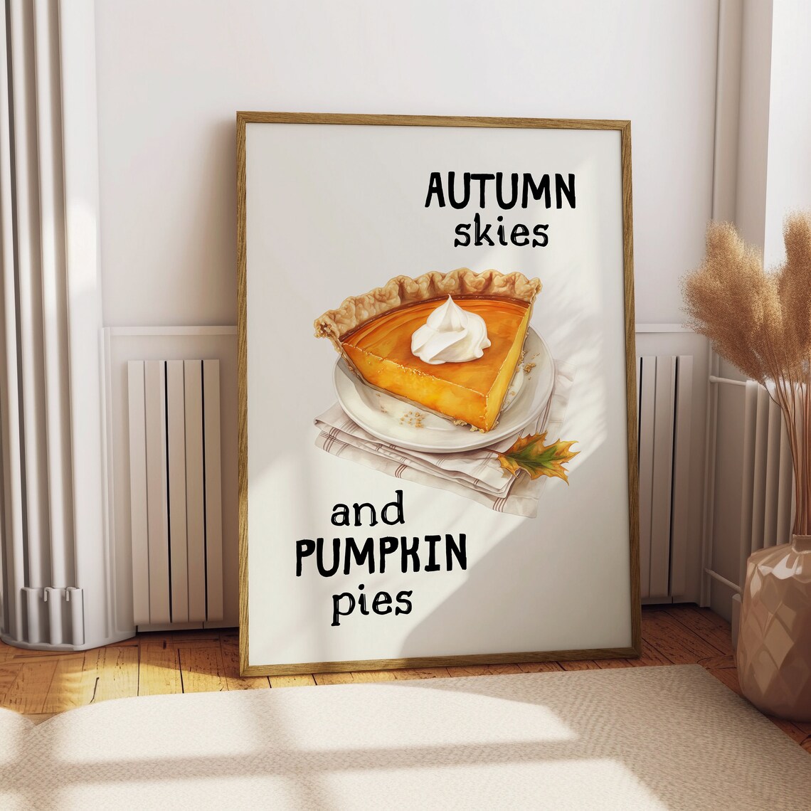 Autumn Skies And Pumpkin Pies Watercolor Fall Dessert Kitchen Poster - Image 2