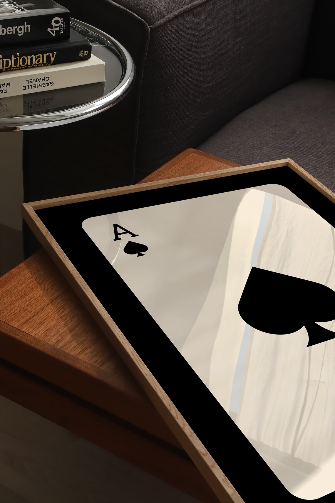 Ace of Spades Minimalist Playing Card Black and Cream Poster - Image 3