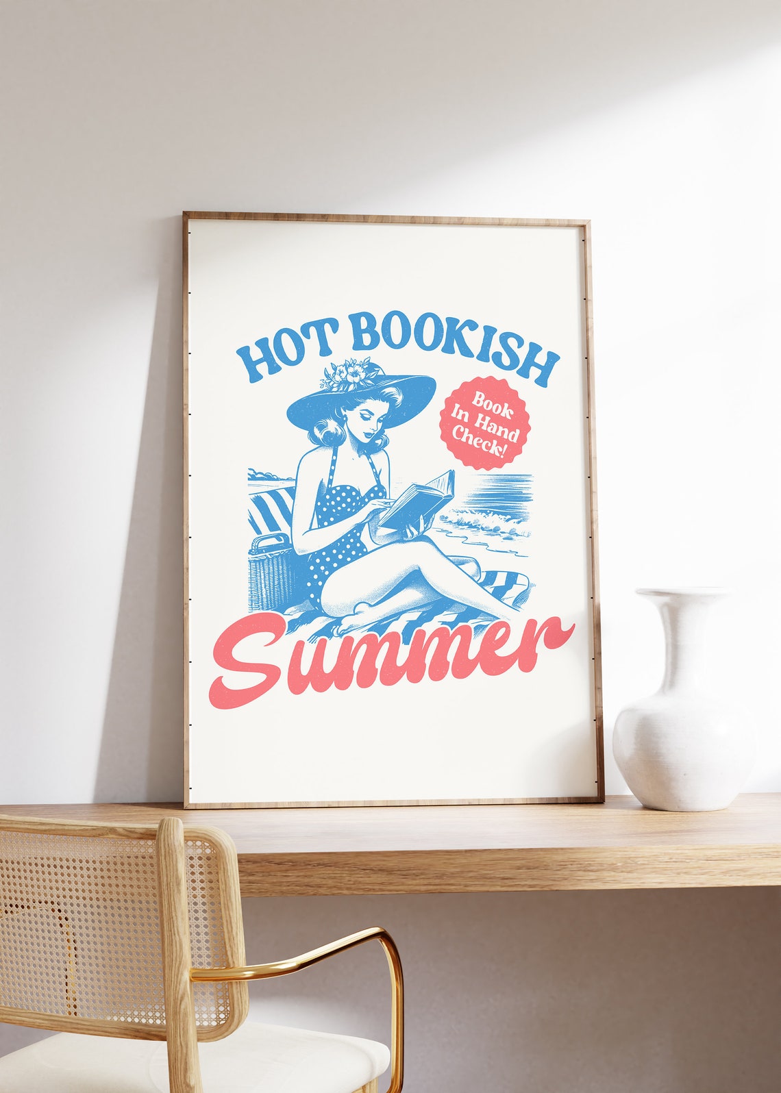 Hot Bookish Summer Vintage Retro Beach Reading Pin Up Poster - Image 3