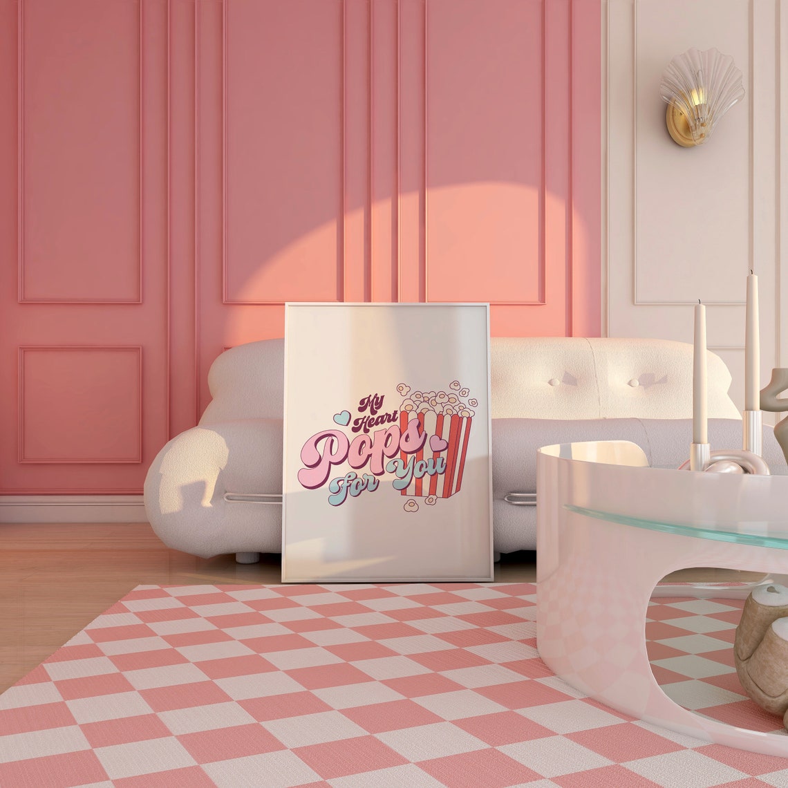 My Heart Pops For You Retro Popcorn Valentine's Day Wall Art - Image 4