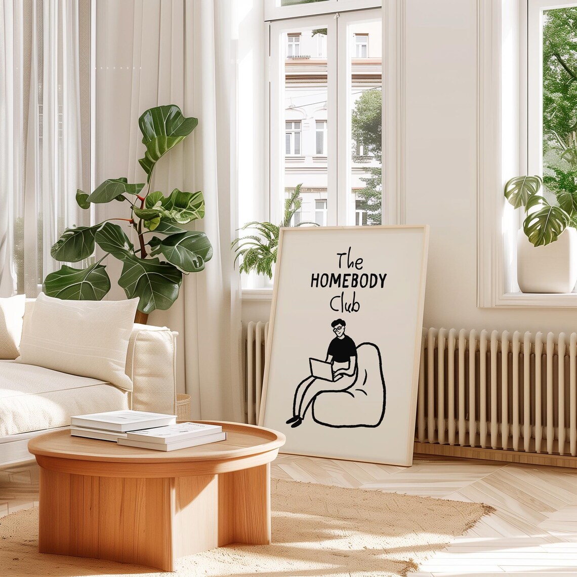 The Homebody Club Beanbag Laptop Introvert Life Doodle Print - Image 5