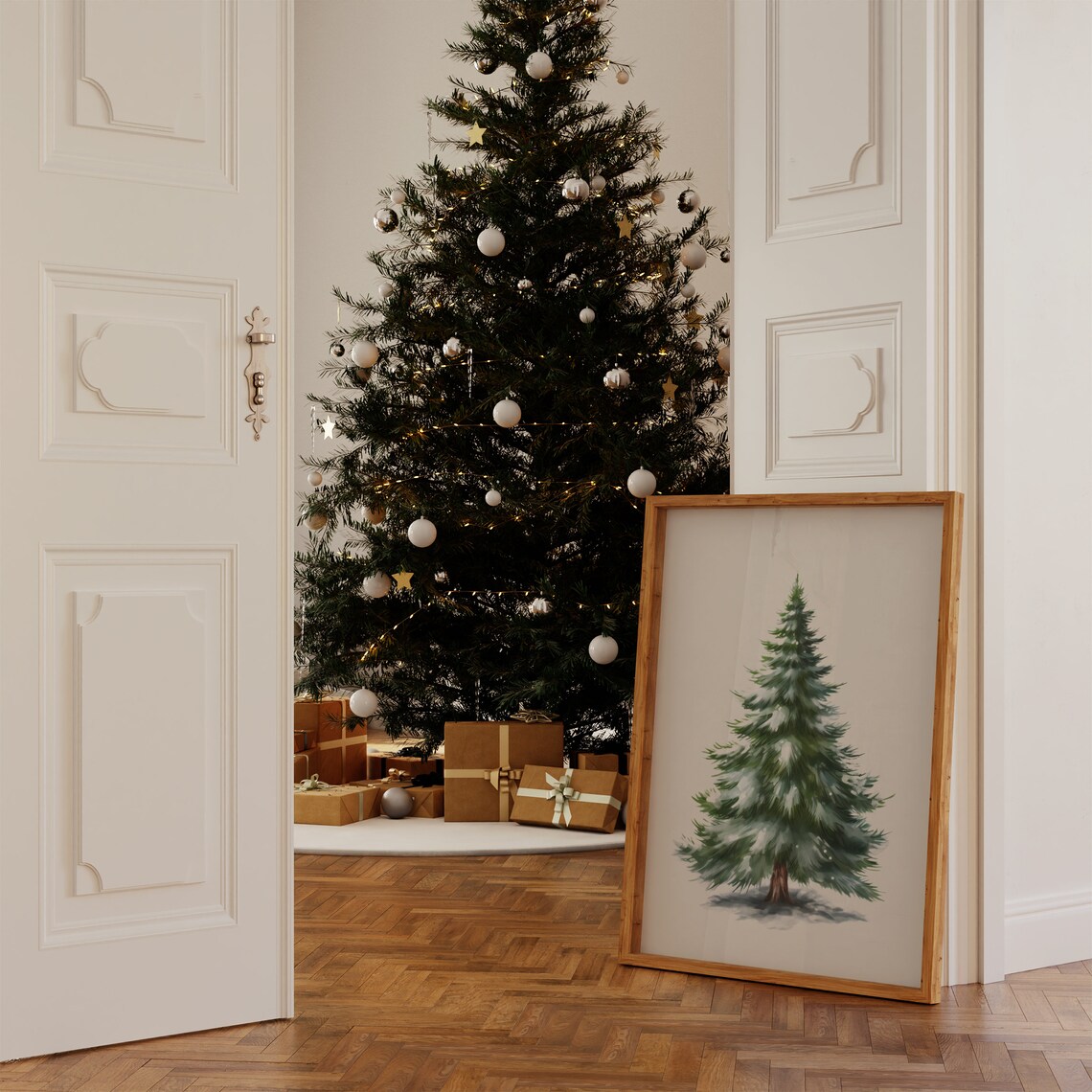 Christmas Tree Print, Vintage Style Winter Wall Art - Image 4