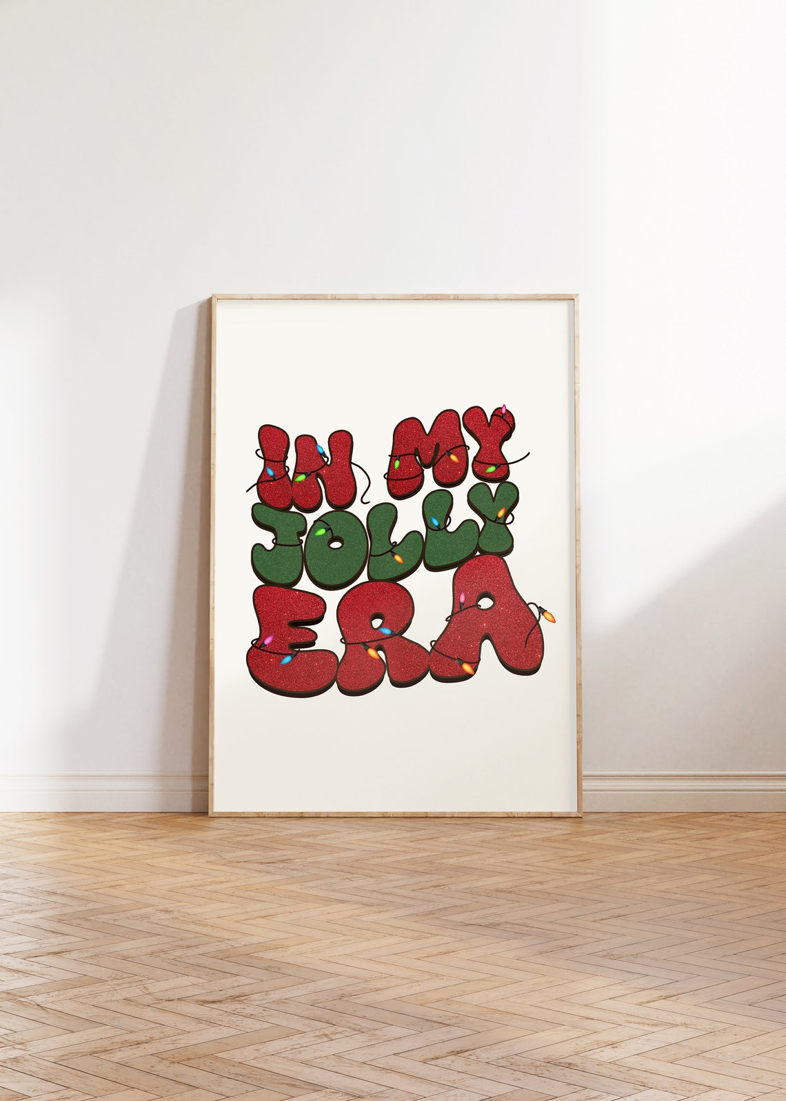 In My Jolly Era Glitter Bubble Letters Christmas Lights Poster - Image 3