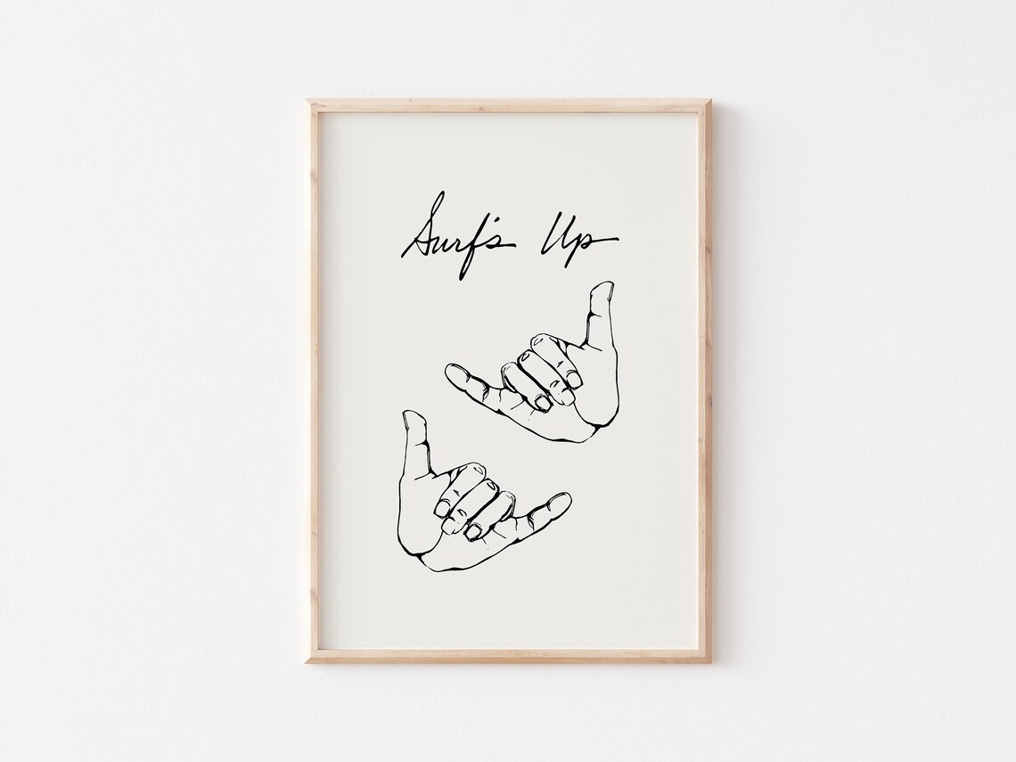 Surfs Up Surfing Quote Minimalist Coastal Art Print - Image 3