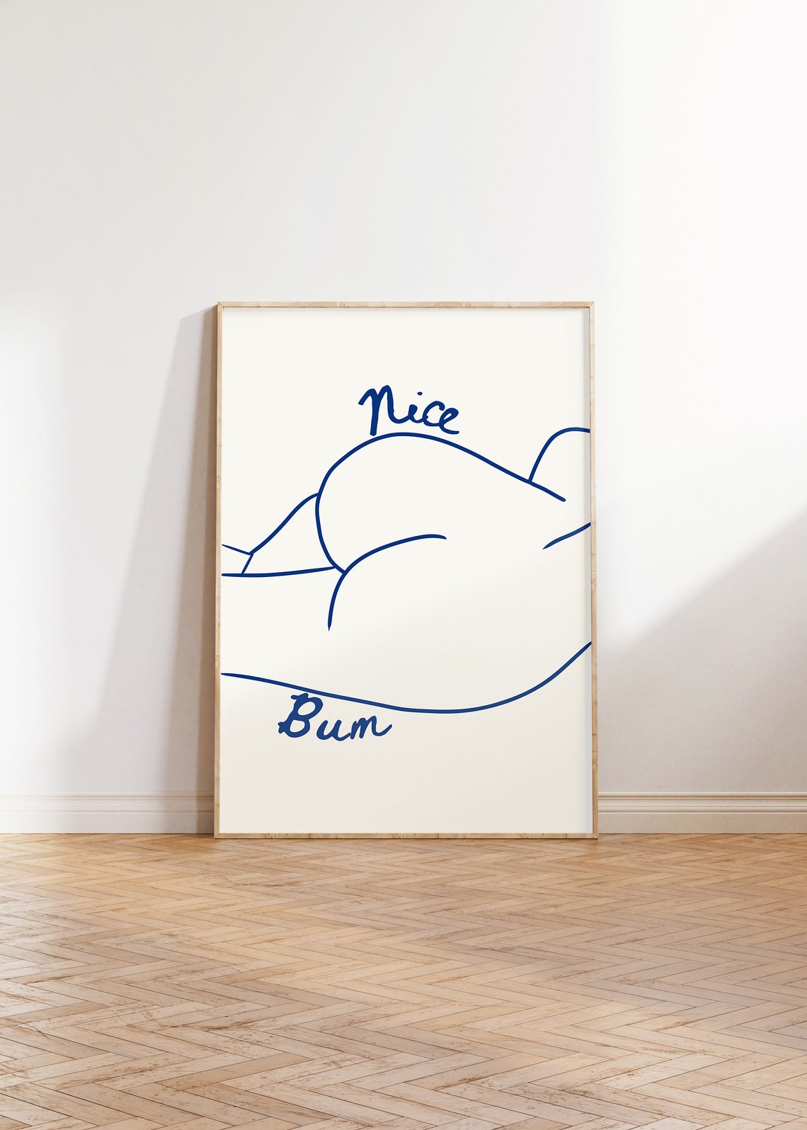 Nice Bum Body Positive Blue Line Art Cheeky Bathroom Wall Art - Image 4