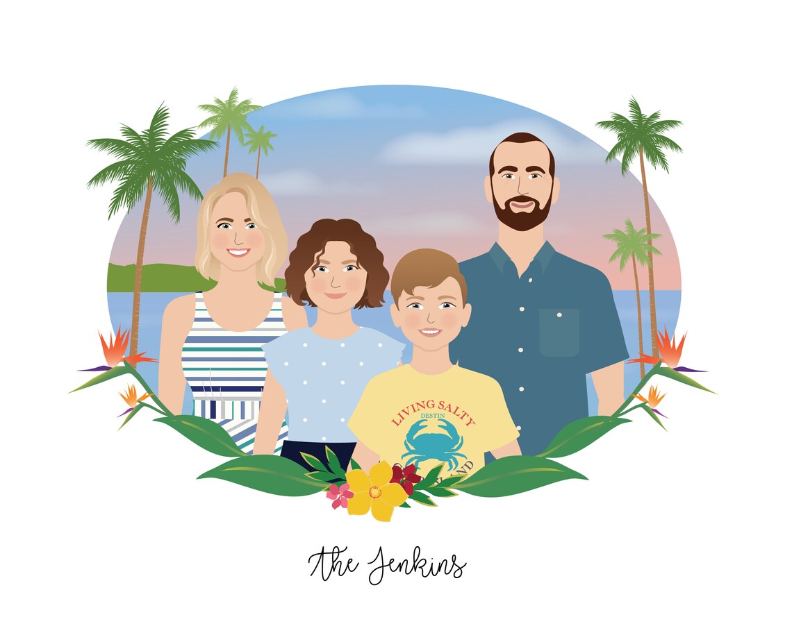Custom Family Portrait From Photos Family Illustration Portrait Poster Family Gift Christmas Gift Gift For Dad Gift For Mom - Image 3