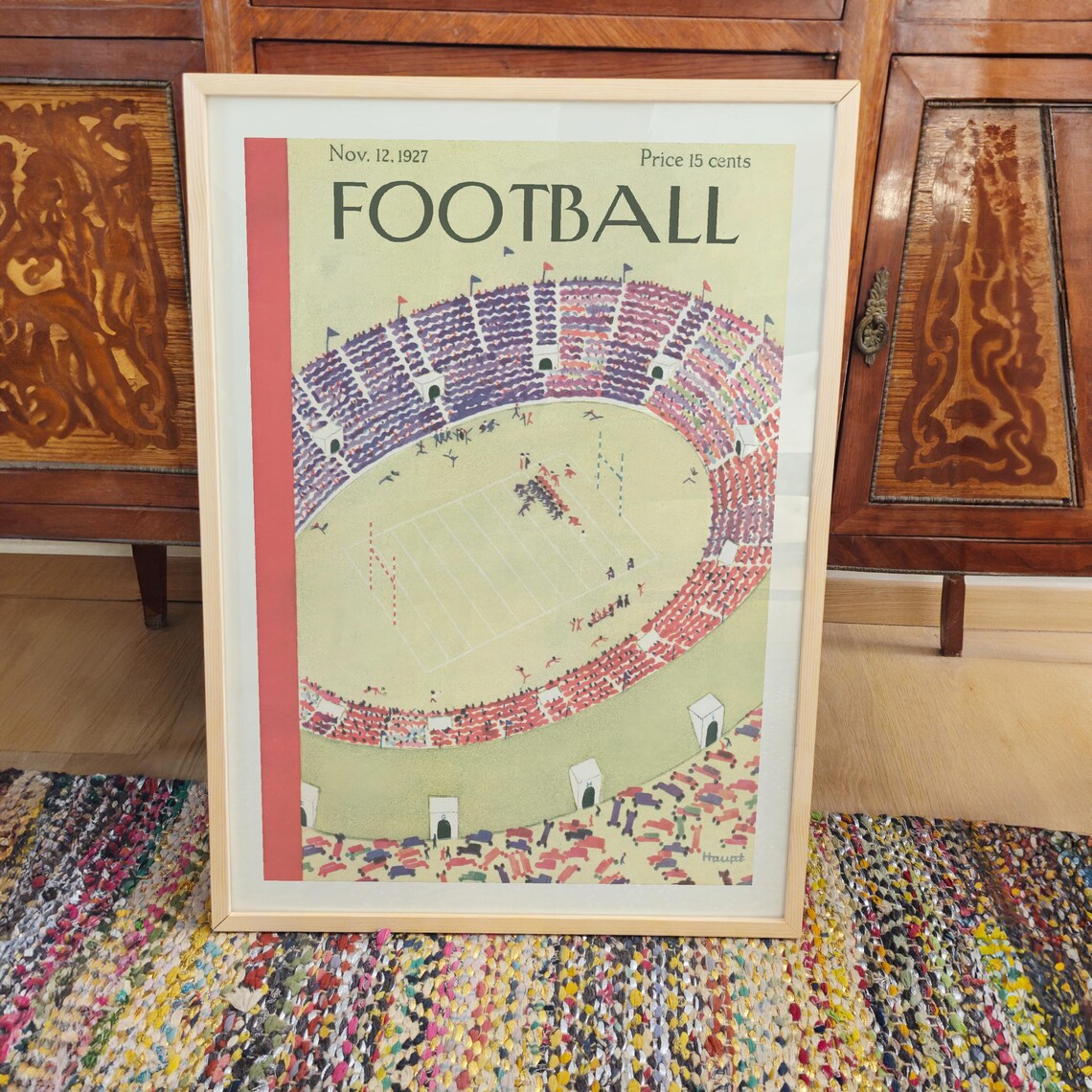 Football Nov 12 1927 Stadium Crowd Vintage Magazine Cover Art Poster - Image 3