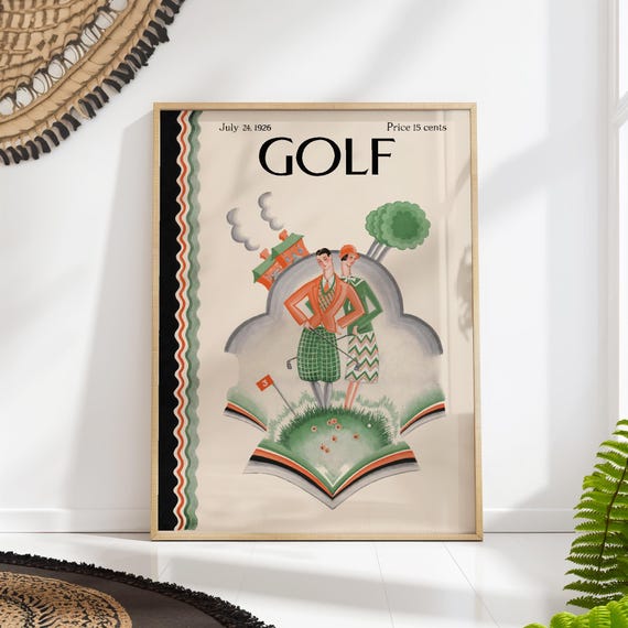 Vintage Golf Magazine Cover Print Retro Sports Wall Art Golfer Gift For Mens Office Decor