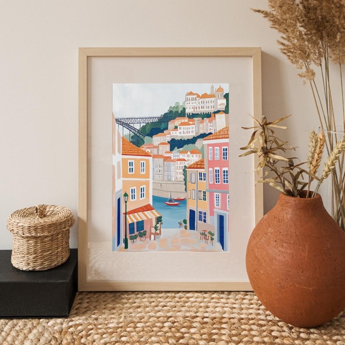 Porto Portugal Ribeira Colorful Houses Iron Bridge Travel Poster - Image 3
