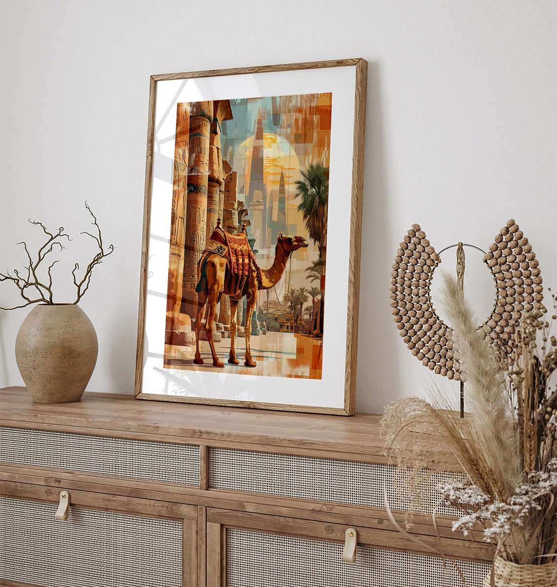 Ancient Egyptian Temple Columns Camel Sunset Desert Travel Poster - Image 3
